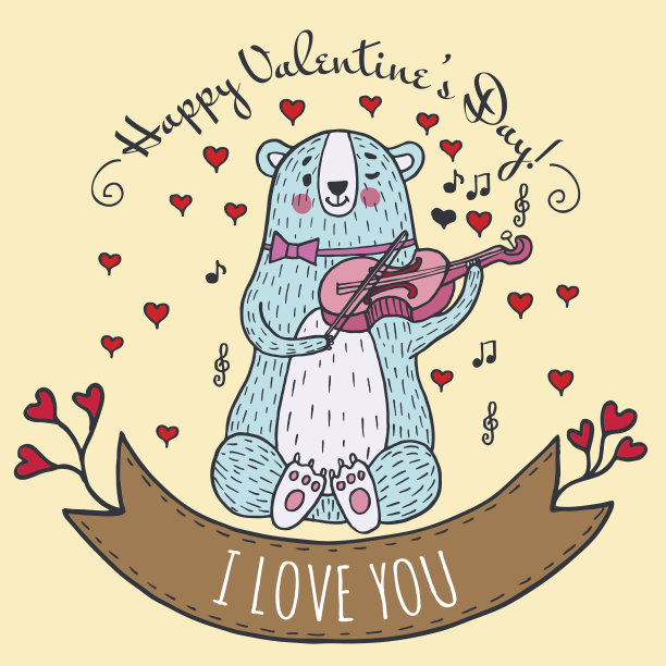 情人节贺卡和泰迪熊图片下载