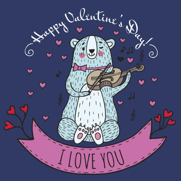 情人节贺卡和泰迪熊图片下载