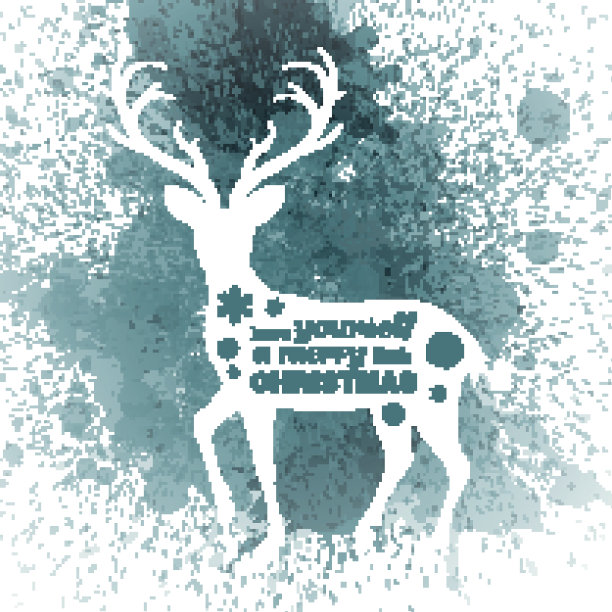 矢量圣诞贺卡与驯鹿图片下载