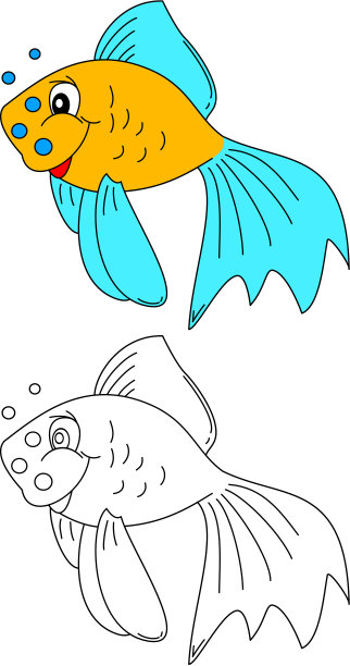 儿童彩色着色书-彩色鱼图片下载