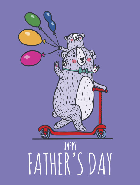 父亲节快乐，熊爸爸和孩子图片下载