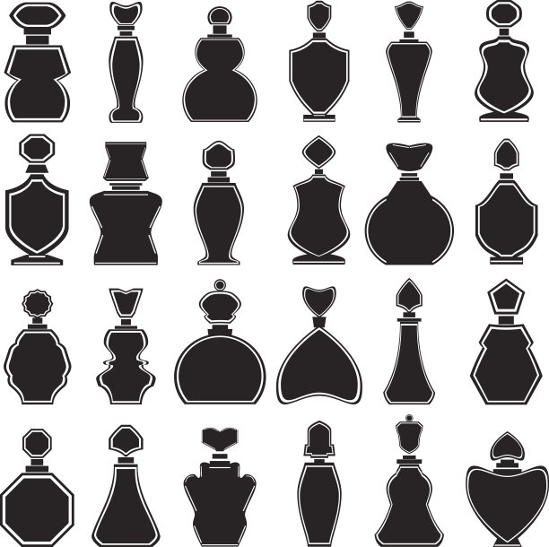 一套不同类型的香水瓶图片下载