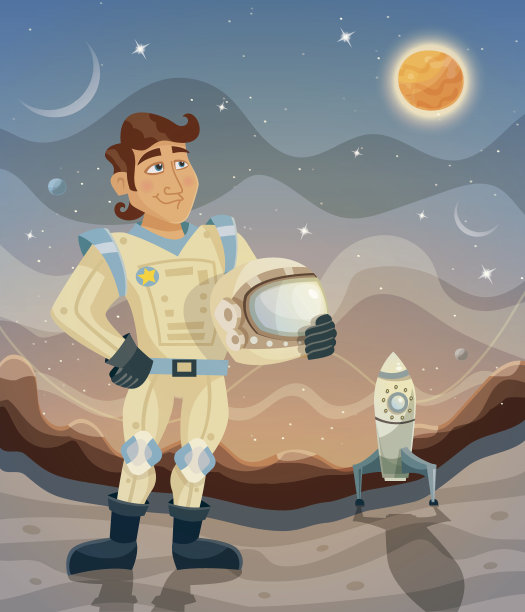 宇航员卡通太空主题插画图片下载