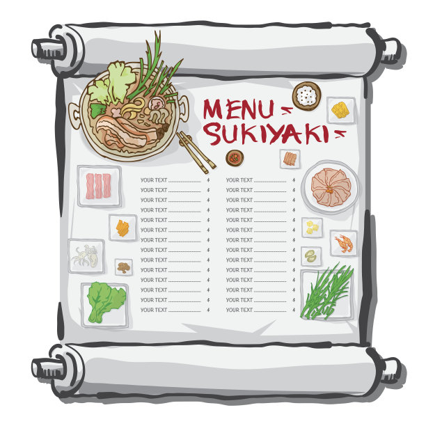 菜单素色烧画平面设计对象图片下载