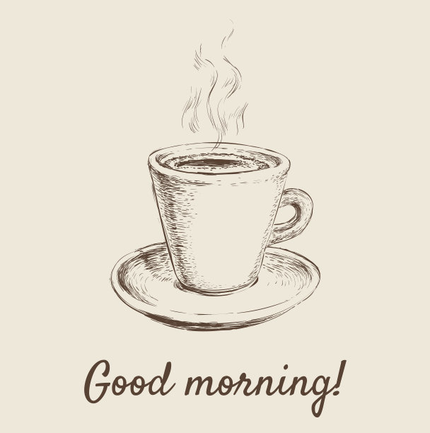 手绘素描咖啡杯矢量插图图片下载