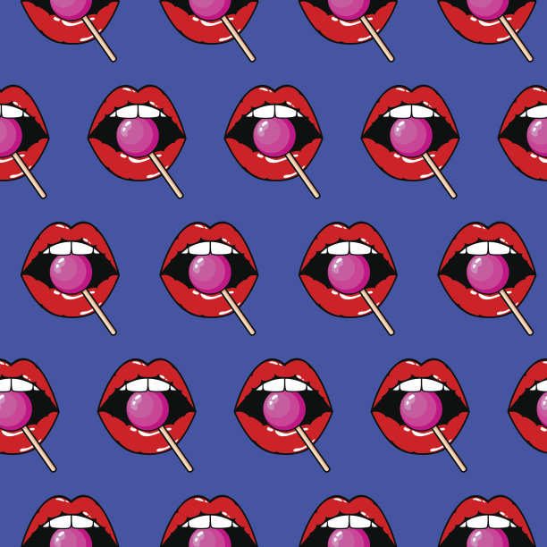图案的女人红唇与棒棒糖图片下载