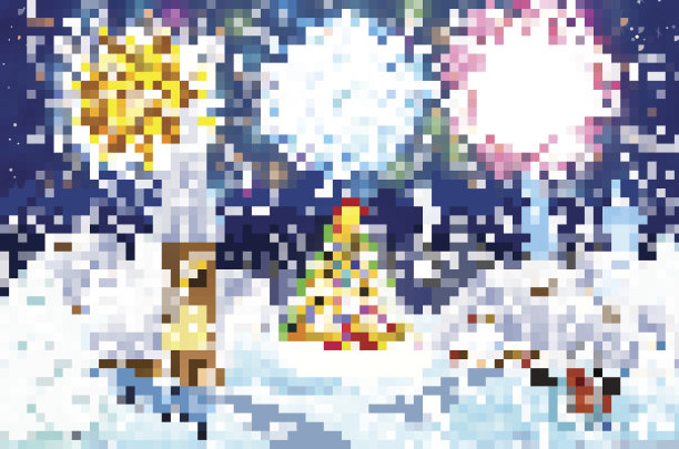 在圣诞夜的雪景中图片下载