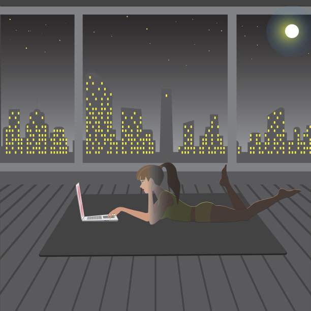 女孩晚上在网上玩图片下载