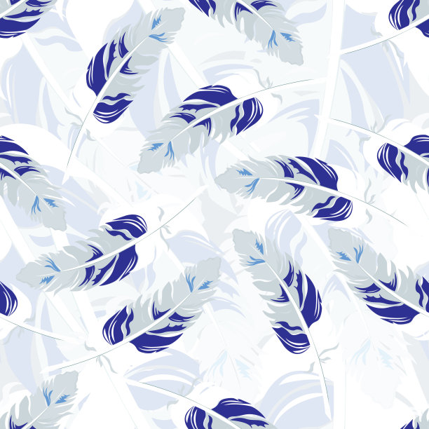 彩色羽毛的无缝重复图案。向量图片下载