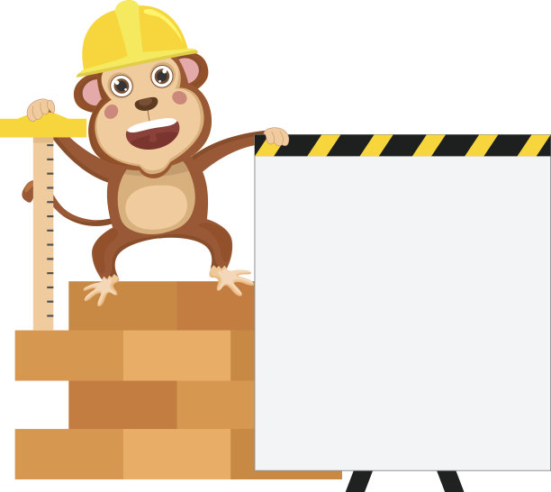 卡通工程师猴子的矢量插图图片下载
