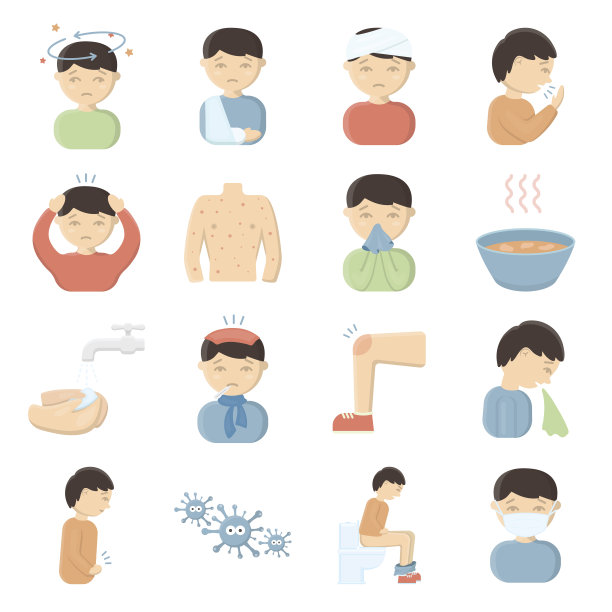 生病的图标集。收集病媒和病人图片下载