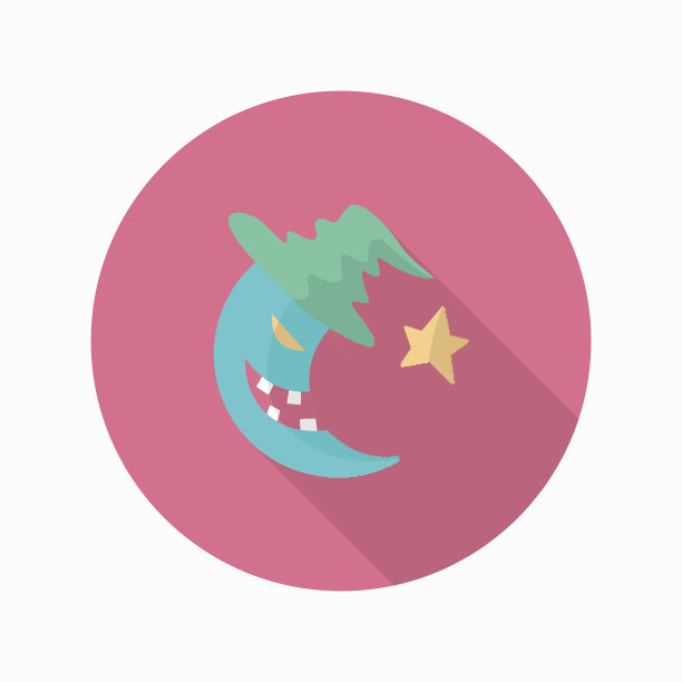 万圣节月亮图标，矢量平面长影子设计。万圣节c图片下载