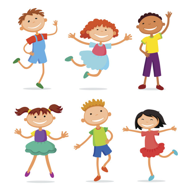 在不同的位置收集快乐的小朋友图片下载