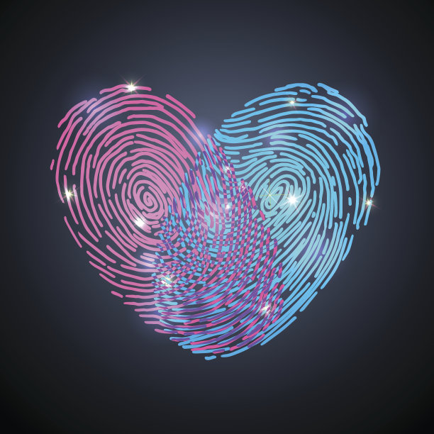 情人节或婚礼设计。矢量指纹心图图片下载