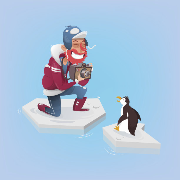摄影师正在给企鹅拍照图片下载