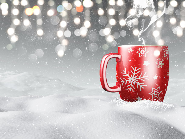 3D马克杯依偎在雪中图片下载
