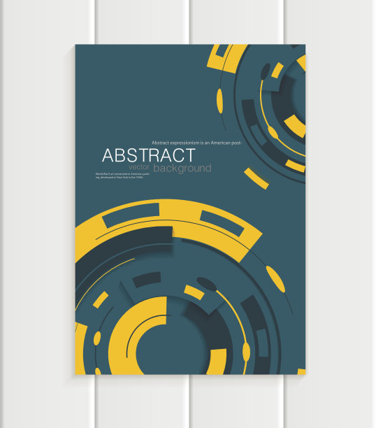 向量宣传册在抽象风格与黄色形状在灰色图片下载