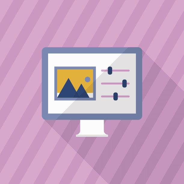 图片编辑器图标，矢量平面长阴影设计。图片下载