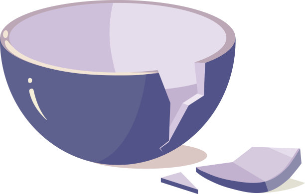 白色背景上的破碗图片下载