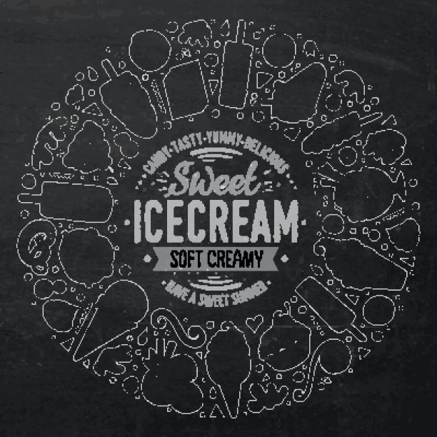 一组冰淇淋涂鸦对象，符号和项目图片下载