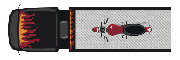 顶视图的拖车与摩托车孤立的插图图片下载