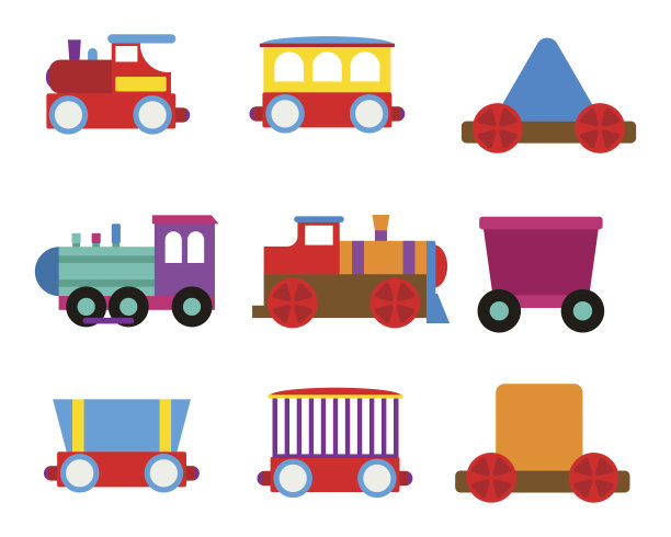 玩具火车矢量插图。图片下载