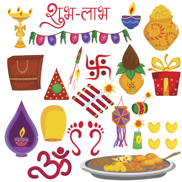 印度排灯节节日的装饰对象图片下载