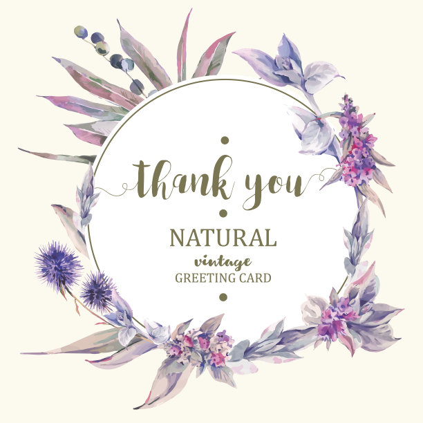 矢量复古鲜花贺卡，蓟花束图片下载