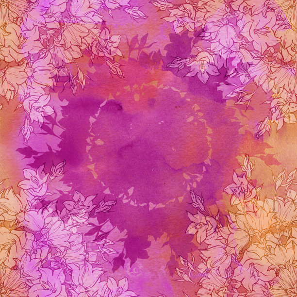 无缝模式与风铃花。花卉点缀图片下载