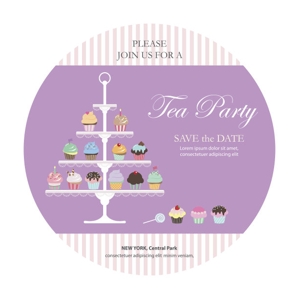 邀请卡和纸杯蛋糕摊。图片下载