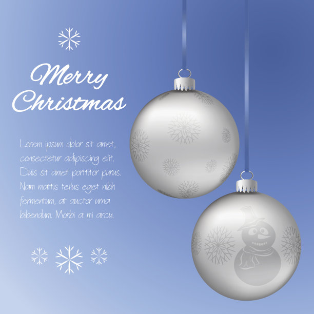 圣诞贺卡上有两个银色的吊坠图片下载