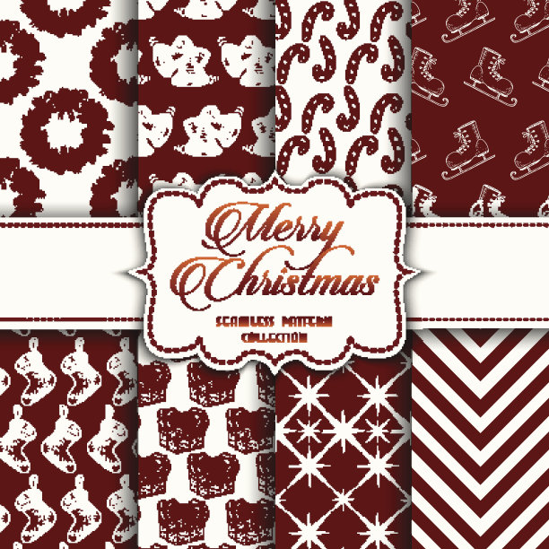 圣诞节系列无缝图案与红色和白色的颜色图片下载