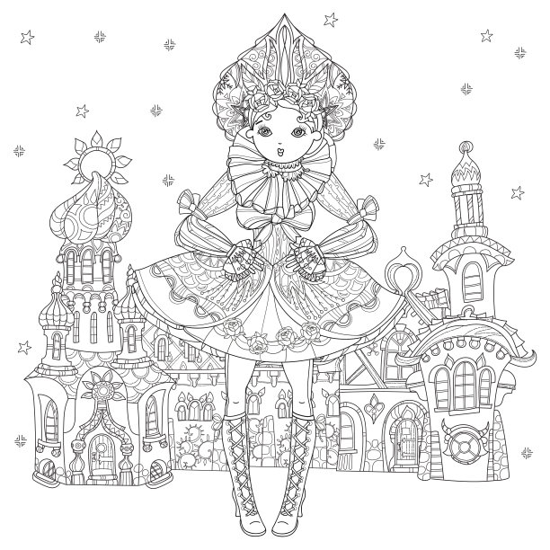 矢量可爱的仙女在花女孩涂鸦图片下载