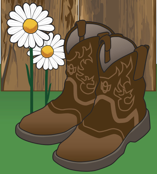 女牛仔靴和花图片下载