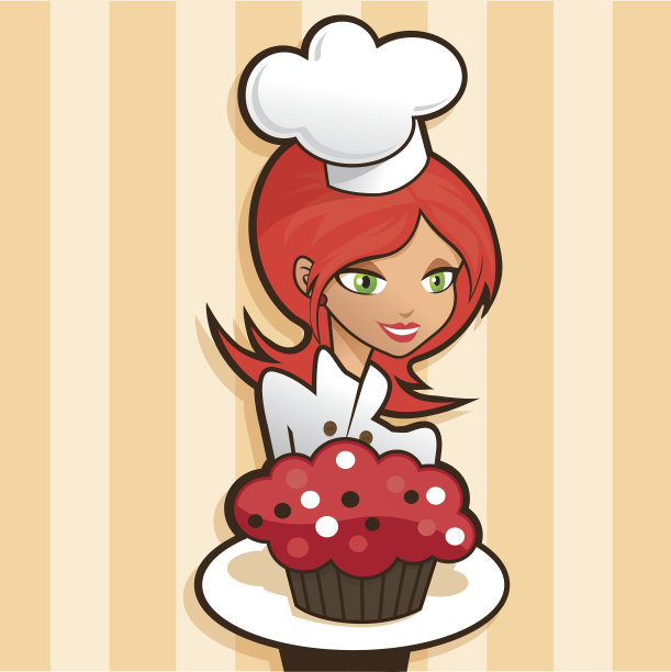 手持红丝绒纸杯蛋糕的美女图片下载