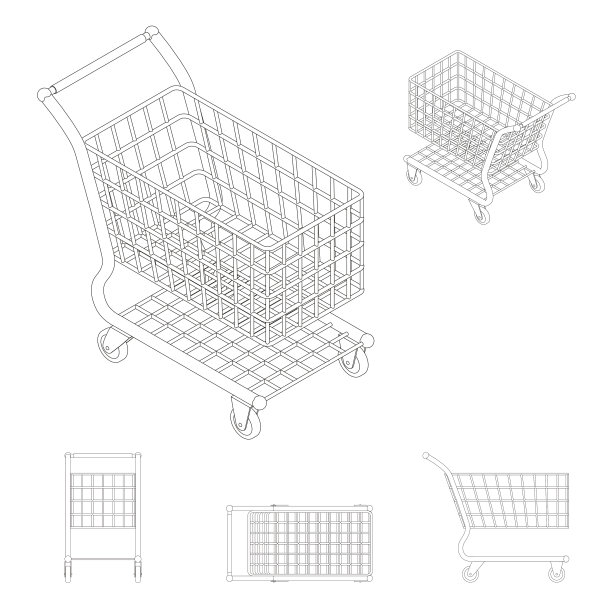 购物车。孤立在白色背景上。等距视图。图片下载