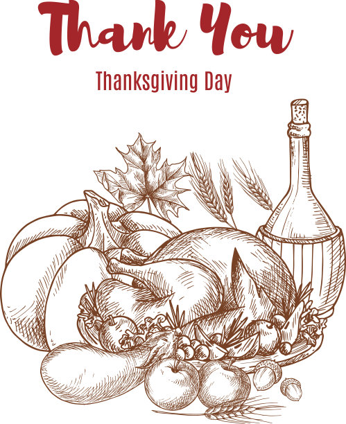 感恩节秋收素描装饰图片下载