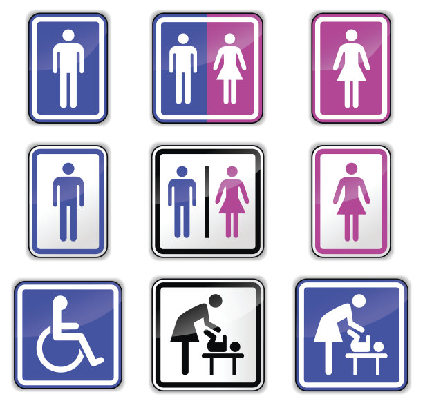 白色背景上的厕所标志图片下载