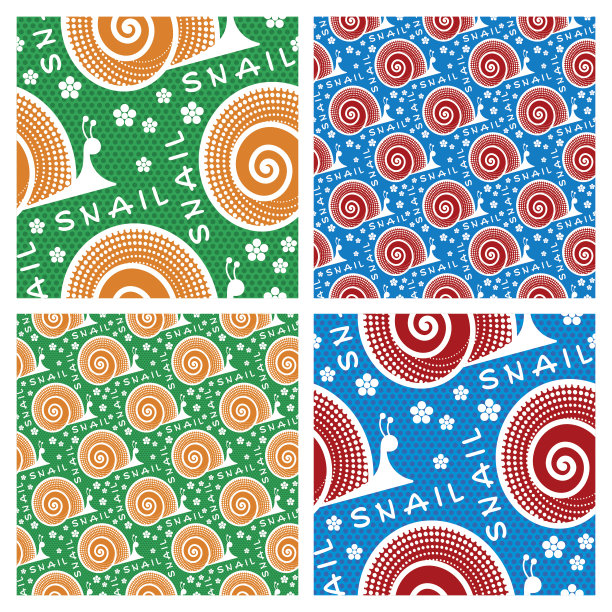 蜗牛和下沉-无缝矢量背景与几何形状。图片下载