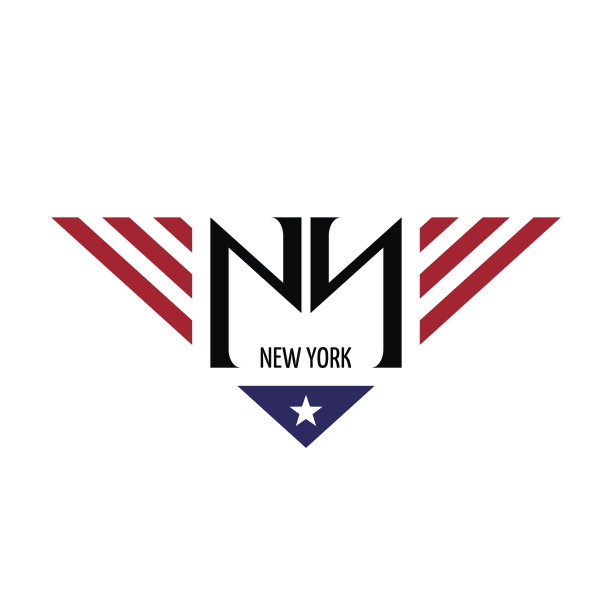 纽约首字母与美国国旗颜色和符号。向量图片下载