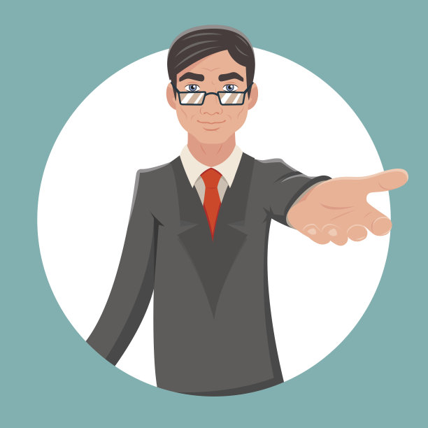 邀请合作商人角色亲切伸出手复古复古卡通图片下载