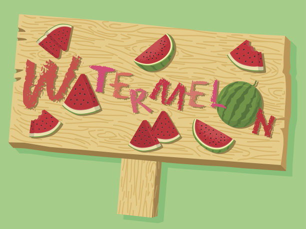 西瓜水果标识牌向量图片下载