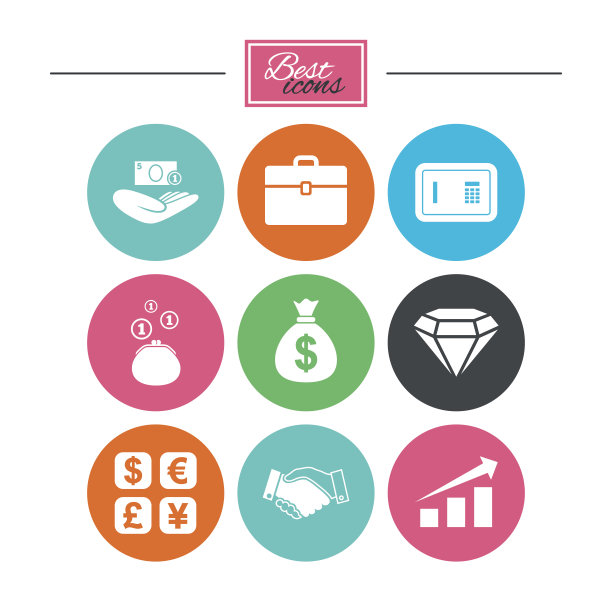 金钱、现金和金融图标。握手信号。图片下载