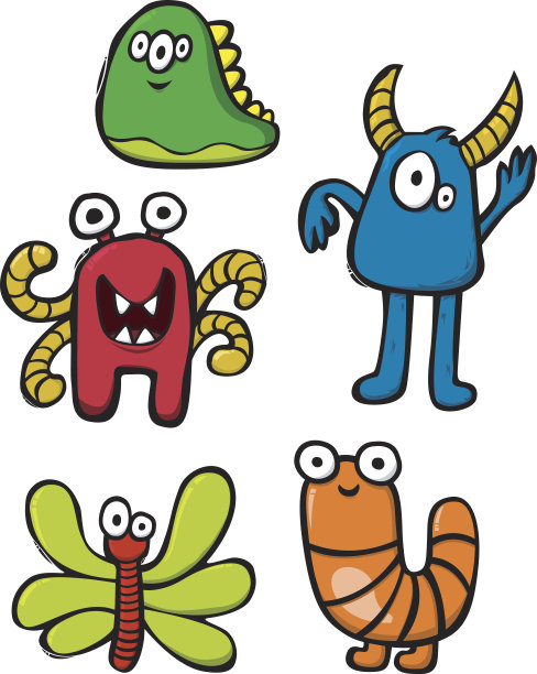 可爱的怪物向量图片下载