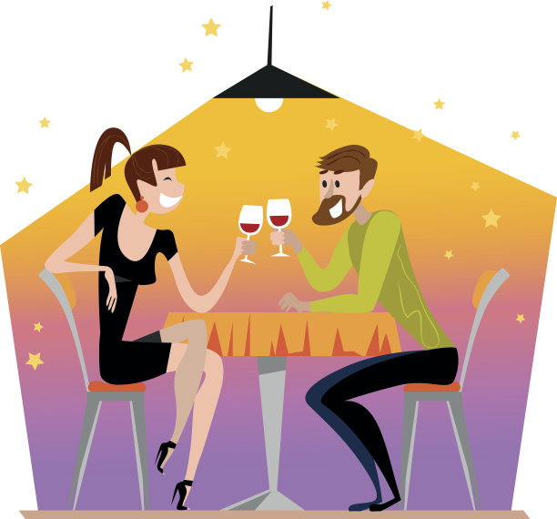 矢量平面餐厅插图。图片下载