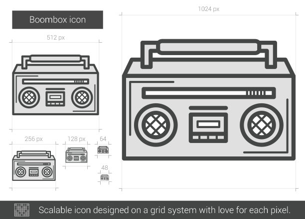 Boombox线性图标图片下载