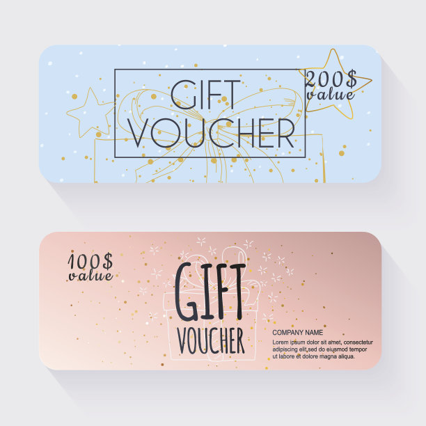 礼券模板与黄金礼盒，礼券。回来图片下载