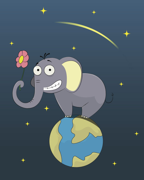 可笑的大象站在世界上图片下载