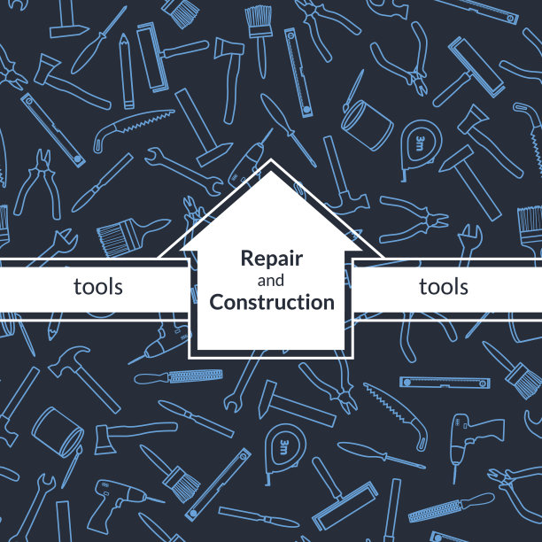 无缝模式与剪影工作工具图片下载