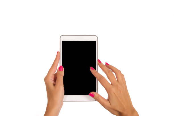 女人的手指在平板电脑屏幕上图片下载